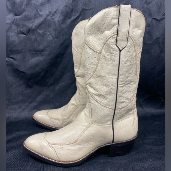 VTG Rios Of Mercedes Off White Full Quill Ostrich Cap Toe Anti Slip Vibram Soles - Picture 5 of 15